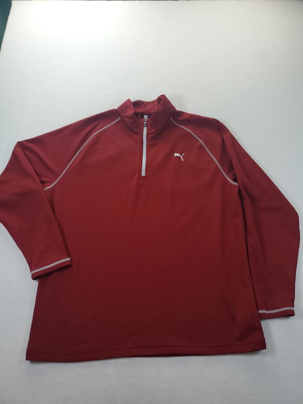 PUMA Men's XXLarge 1/4 Zip Stretch Activewear Long Sleeve Shirt Burgundy